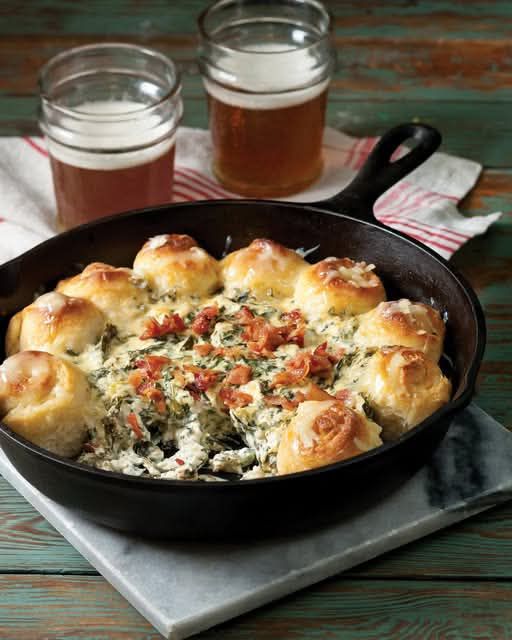 Turnip Greens and Bacon Dip with Pull-Apart Bread