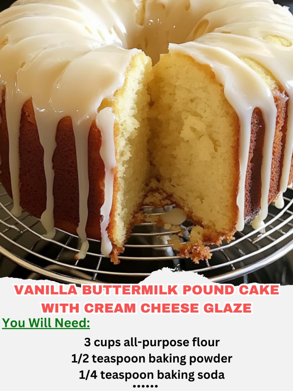 Vanilla Buttermilk Pound Cake with Cream Cheese Glaze