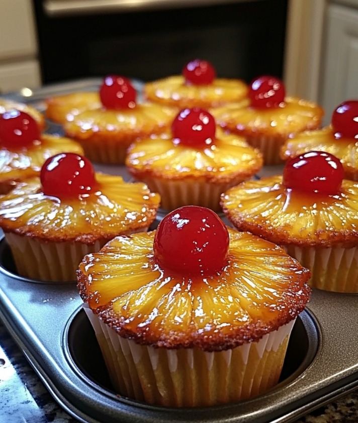 Mini Pineapple Upside-Down Cupcakes