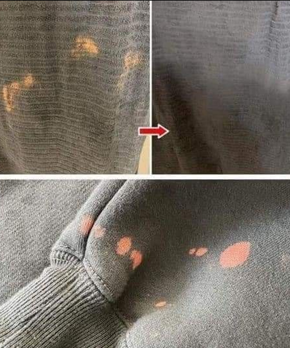 Removing a white bleach stain from colored clothing. Trick