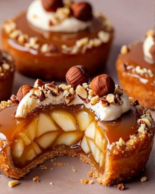 Apple, Salted Butter Caramel and Vanilla Cloud Tartlets: A Perfect Balance of Sweetness and Crunchyness