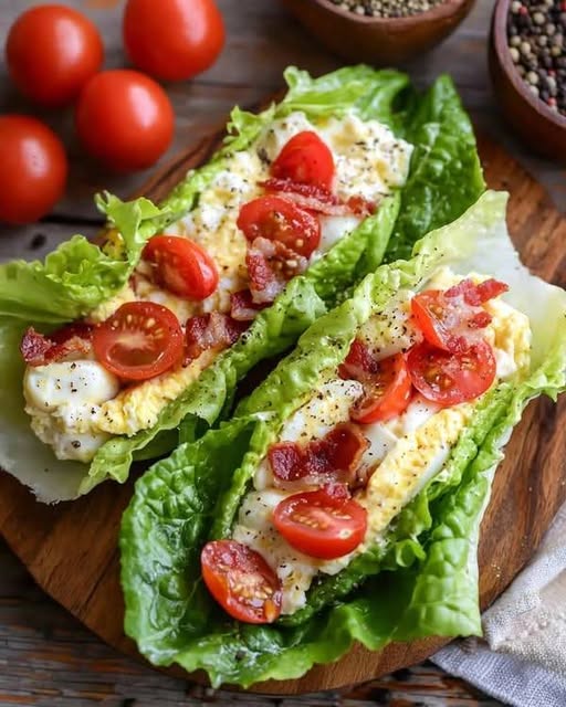 BLT Egg Salad Lettuce Wraps