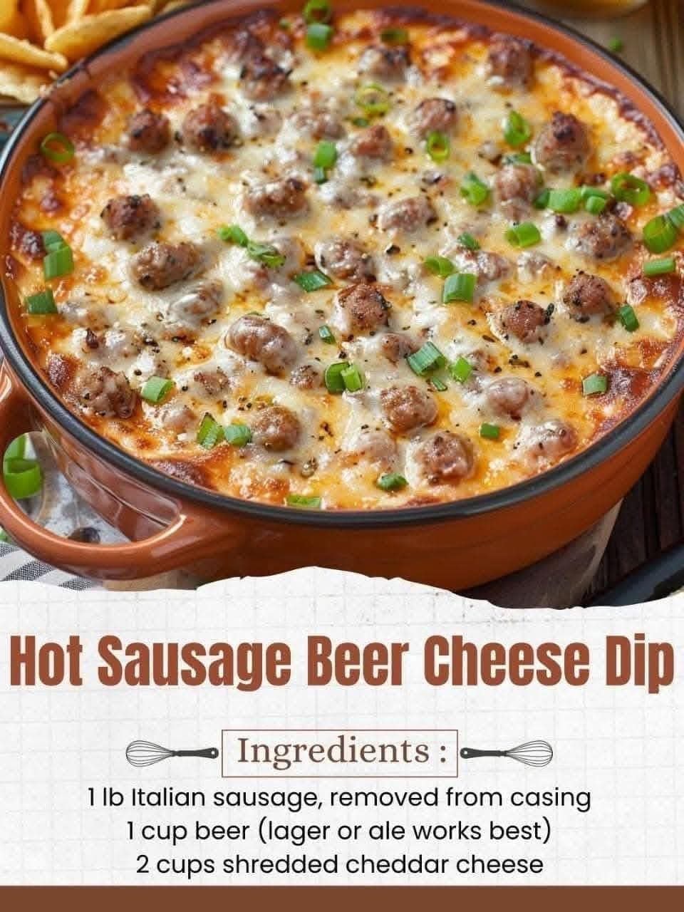 Hot Sausage Beer Cheese Dip