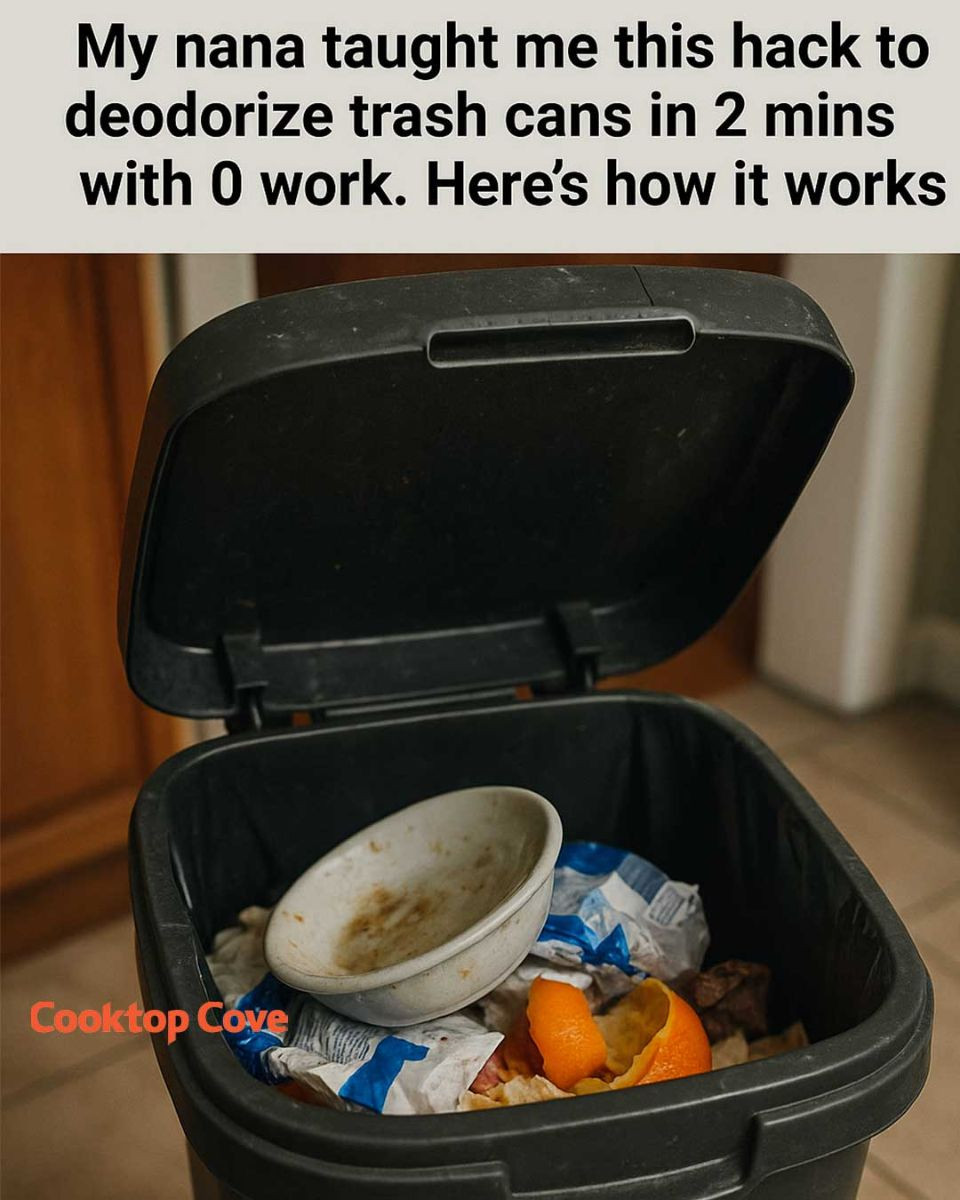 My nana taught me this hack to deodorize trash cans in 2 mins with 0 work. Here’s how it works