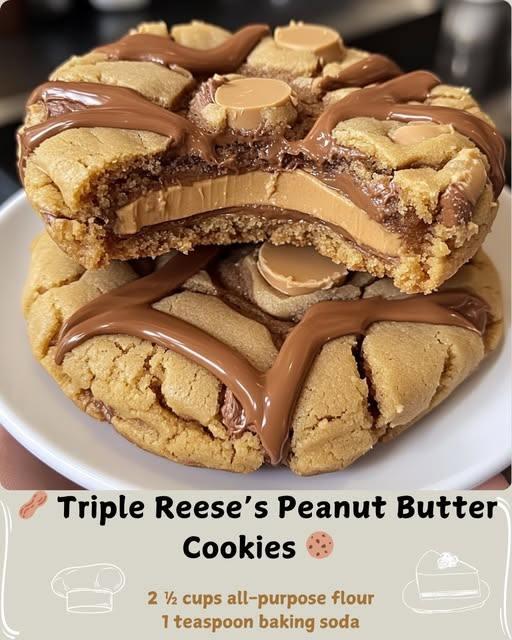 Triple Reese’s Peanut Butter Cookies