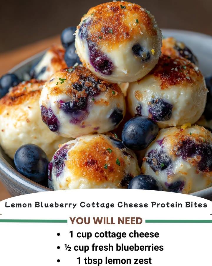 🫐🍋 Lemon Blueberry Cottage Cheese Protein Bites 💪
