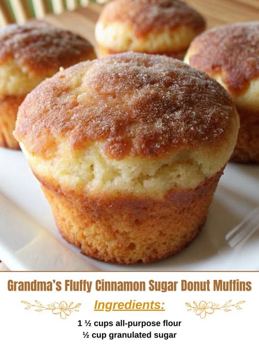Grandma’s Fluffy Cinnamon Sugar Donut Muffins