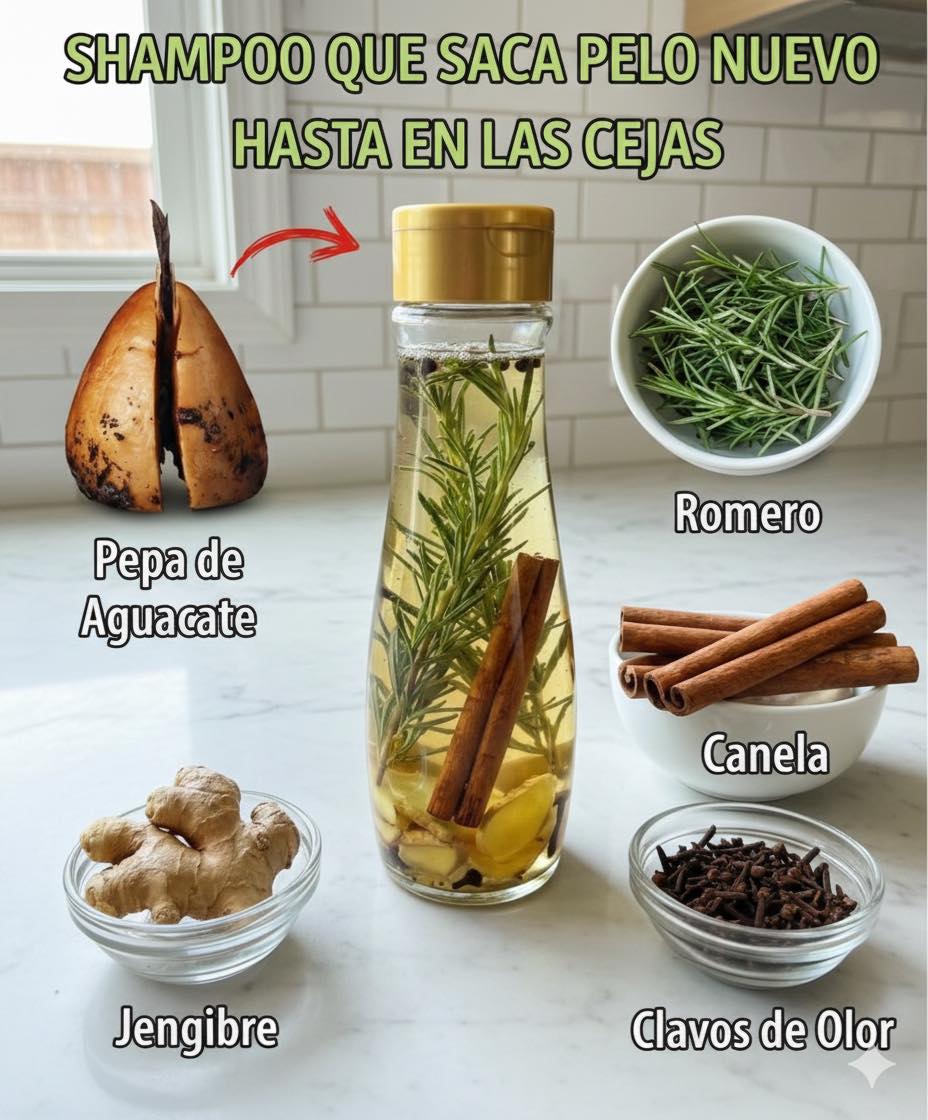 SHAMPOO MILAGROSO DE ROMERO Estimula el crecimiento del cabello… ¡hasta en cejas y entradas! 