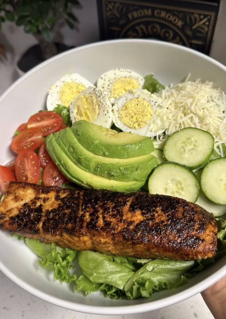 Grilled Salmon Avocado Egg Salad