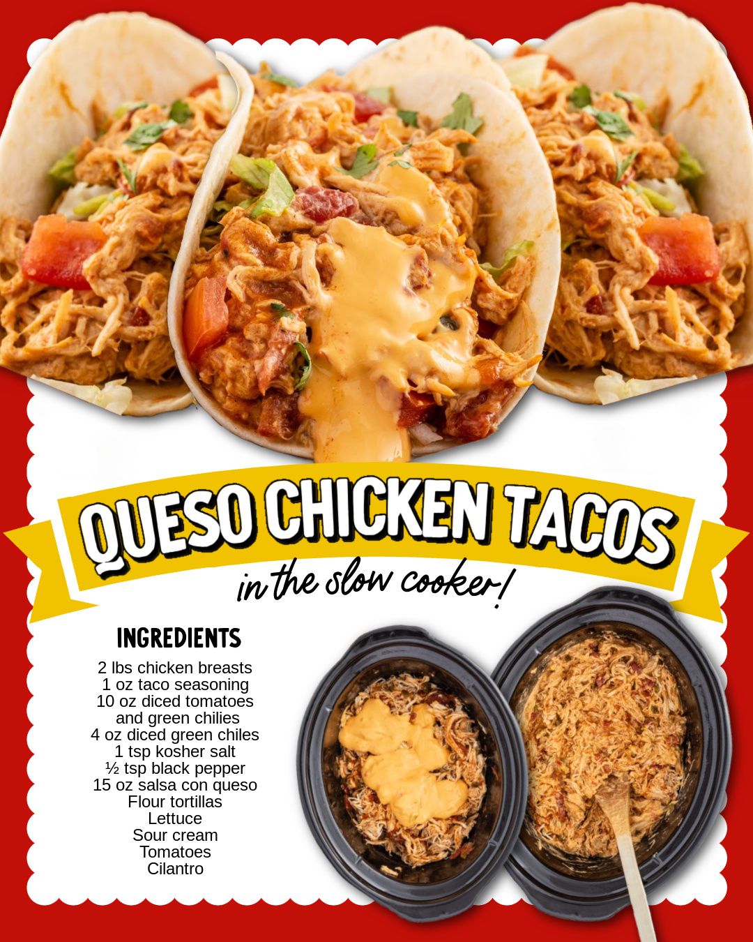 Taco night just got extra cheesy 🧀🌮 Simple ingredients, bold flavor, and a creamy queso sauce that takes these chicken tacos to the next level.