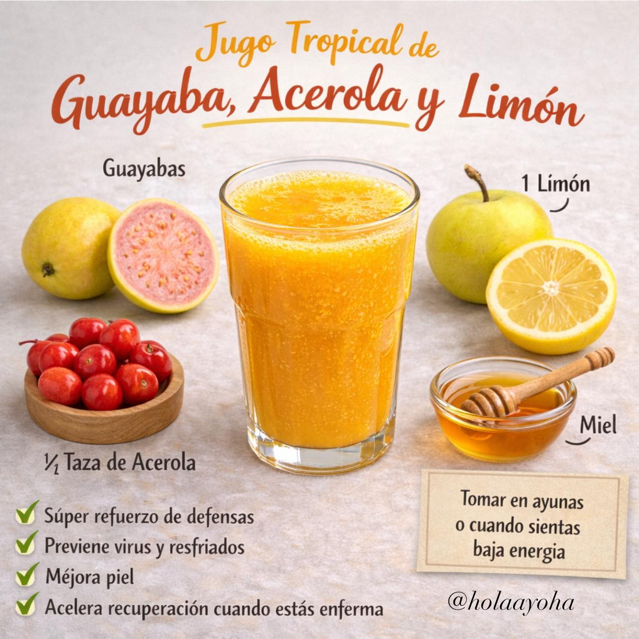  4. Jugo tropical de guayaba, acerola y limón  (Súper vitamina C natural – más potente que la naranja)