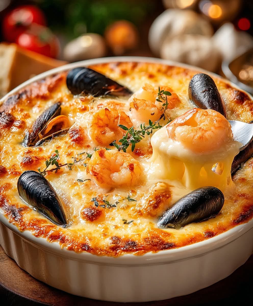 🦐 Seafood Gratin with Cream and Cheese